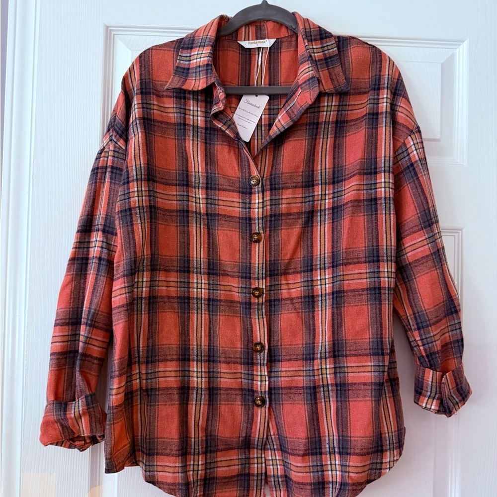 Pink Plaid Shirt in Red and Black